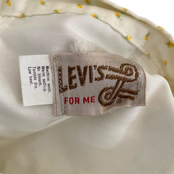 VTG Levi's For Me White Yellow Flowers Floral‎ Chino Pants Sz 27" Ultra Rare 70s - Picture 7 of 10